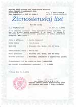 Živnostenský list - Masérské, rekondiční a regenerační služby